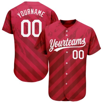 Custom 3D Pattern Baseball Jersey in Red and White - Authentic Design for Fans Custom Red White 3D Pattern Design Authentic