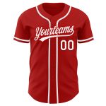 Authentic Custom Baseball Jersey in Red and White Colors - Personalized Sports Apparel Custom Red White Authentic Baseball