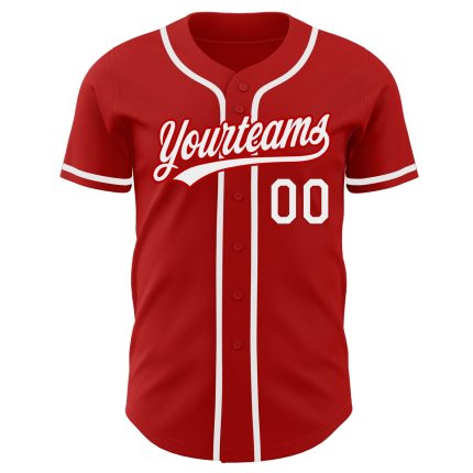 Authentic Custom Baseball Jersey in Red and White Colors - Personalized Sports Apparel Custom Red White Authentic Baseball