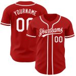 Authentic Custom Baseball Jersey in Red and White Colors - Personalized Sports Apparel Custom Red White Authentic Baseball