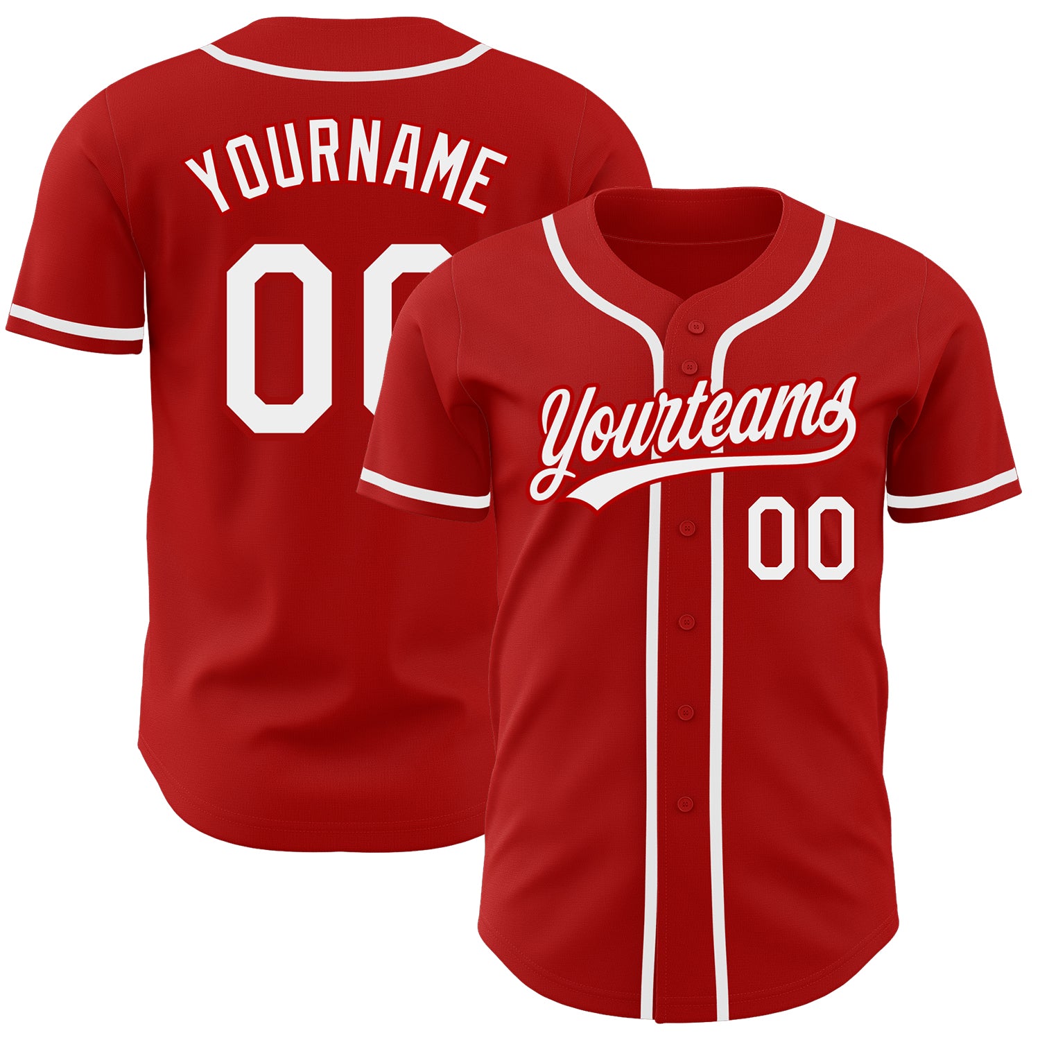 Authentic Custom Baseball Jersey in Red and White Colors - Personalized Sports Apparel Custom Red White Authentic Baseball