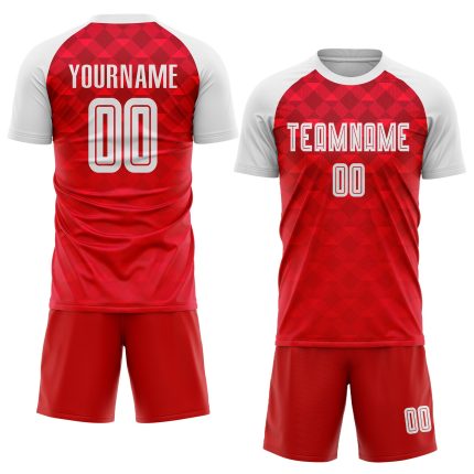 Custom Red White Sublimation Soccer Jersey - Away Uniform for Teams Custom Red White Away Sublimation Soccer Uniform Jersey