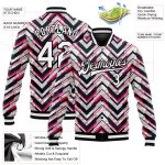 Custom 3D Pattern Bomber Jacket - Red White Black Varsity Full-Snap Letterman Coat Custom Red White-Black 3D Pattern Design
