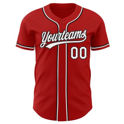 Custom Red and Black Authentic Baseball Jersey for Men and Women Custom Red White-Black Authentic Baseball Jersey