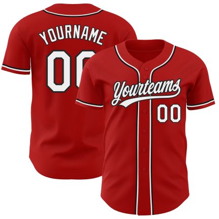 Custom Red and Black Authentic Baseball Jersey for Men and Women Custom Red White-Black Authentic Baseball Jersey