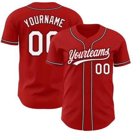 Custom Red Black White Authentic Baseball Jersey Style 8515 - Personalized Team Apparel Custom Red White-Black Authentic