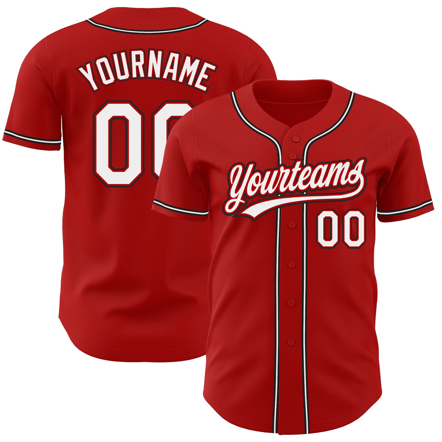 Custom Red Black White Authentic Baseball Jersey Style 8515 - Personalized Team Apparel Custom Red White-Black Authentic