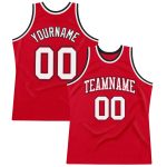 Authentic Custom Red White Black Throwback Basketball Jersey Style 6953 Custom Red White-Black Authentic Throwback Basketball