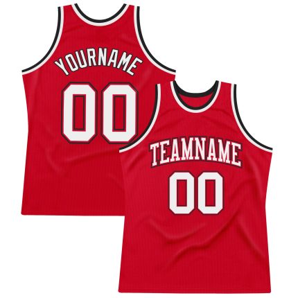Authentic Custom Red White Black Throwback Basketball Jersey Style 6953 Custom Red White-Black Authentic Throwback Basketball