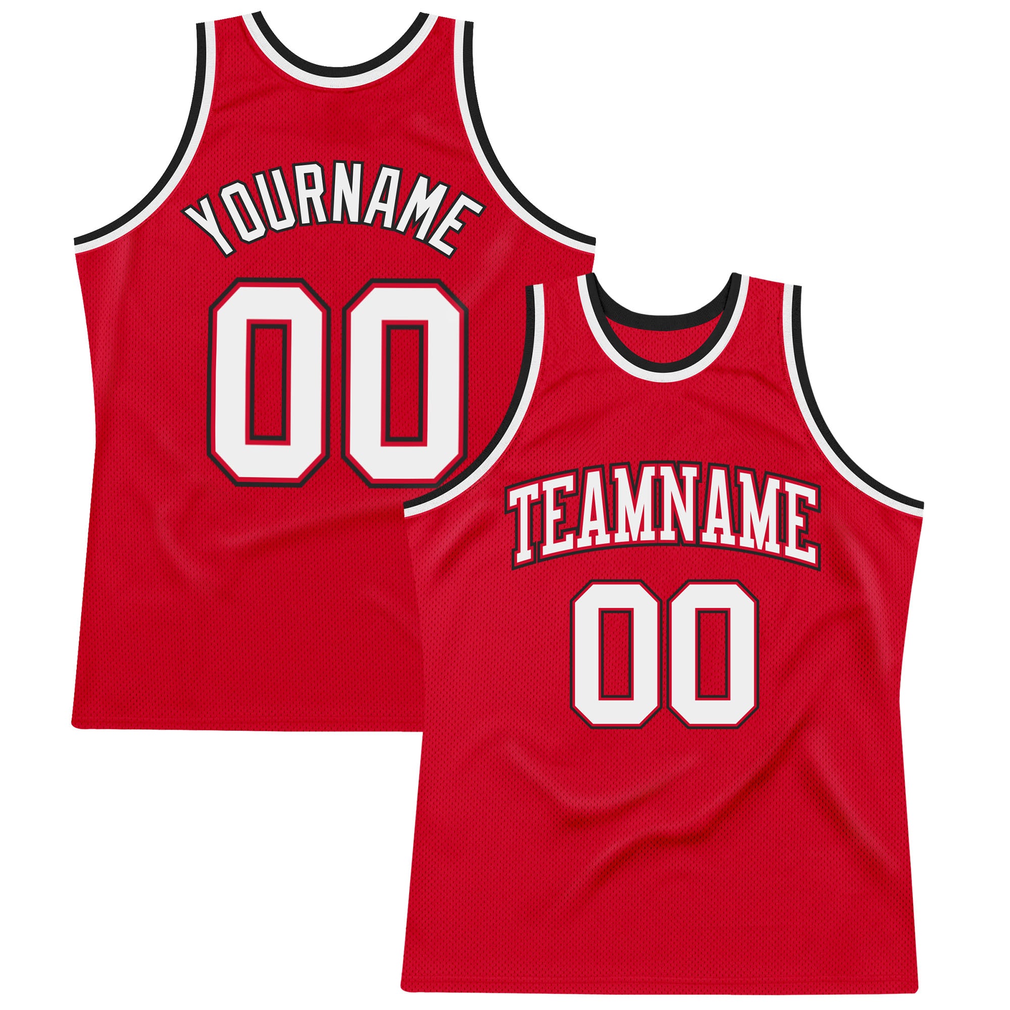Authentic Custom Red White Black Throwback Basketball Jersey Style 6953 Custom Red White-Black Authentic Throwback Basketball