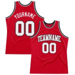 Custom red, white and black throwback basketball jersey