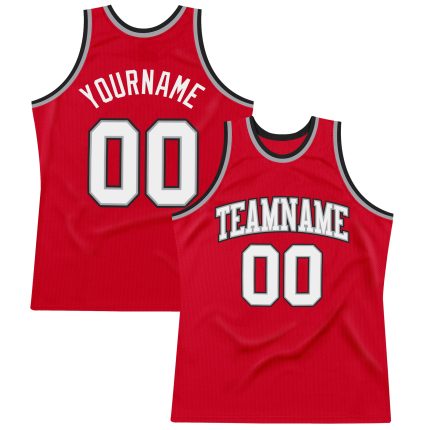 Custom red, white and black throwback basketball jersey