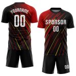 Custom Red Black Gold Soccer Jersey Sublimation Uniform for Teams Custom Red White Black-Gold Sublimation Soccer Uniform