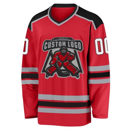 Customizable Red White Black Hockey Jersey for Men and Women Custom Red White-Black Hockey Jersey