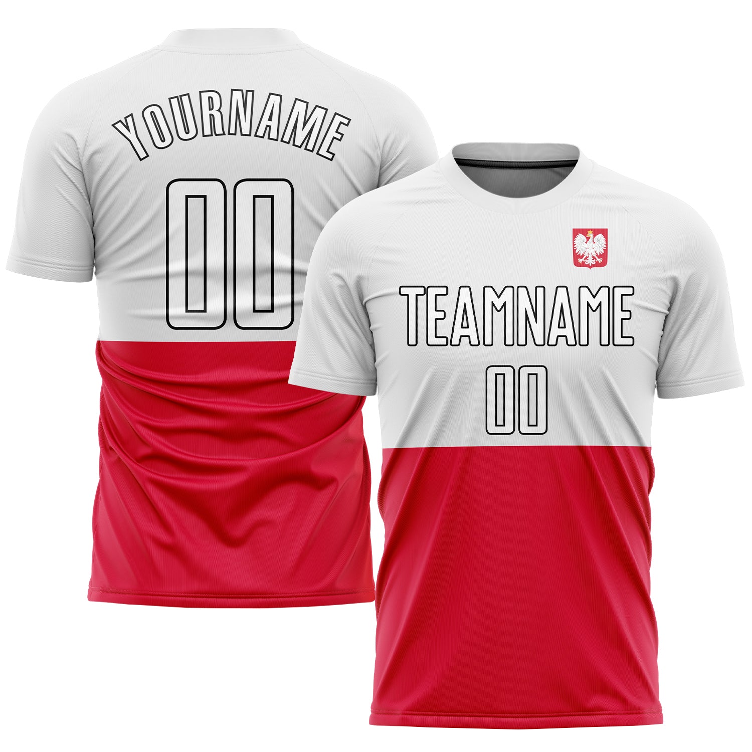 Custom Polish Flag Sublimation Soccer Jersey - Red White Black Uniform Custom Red White-Black Sublimation Polish Flag Soccer