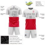 Custom Polish Flag Sublimation Soccer Jersey - Red White Black Uniform Custom Red White-Black Sublimation Polish Flag Soccer