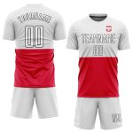 Custom Polish Flag Sublimation Soccer Jersey - Red White Black Uniform Custom Red White-Black Sublimation Polish Flag Soccer