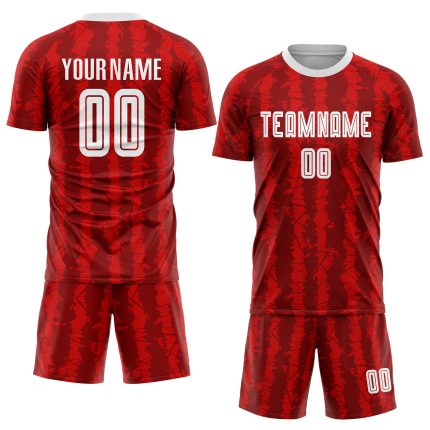 Custom Soccer Uniform Jersey - Red White Black Sublimation Design Custom Red White-Black Sublimation Soccer Uniform Jersey