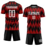 Red White Black Custom Soccer Uniform Jersey Sublimation Style 3416 Custom Red White-Black Sublimation Soccer Uniform Jersey