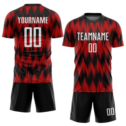 Red White Black Custom Soccer Uniform Jersey Sublimation Style 3416 Custom Red White-Black Sublimation Soccer Uniform Jersey