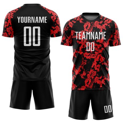 Custom Sublimation Soccer Jersey Red White Black Style 8282 Custom Red White-Black Sublimation Soccer Uniform Jersey Style