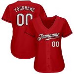 Authentic Custom Red White Brown Baseball Jersey for Men and Women Custom Red White-Brown Authentic Baseball Jersey