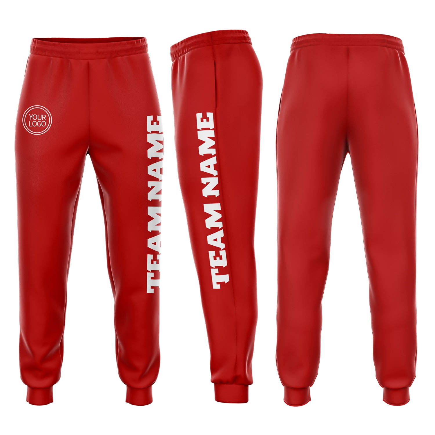 Custom Red White Fleece Jogger Pants for Men and Women - Comfortable Sweatpants Custom Red White Fleece Jogger Sweatpants