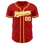 Custom Authentic Baseball Jersey Red White Gold - Stylish Sports Apparel Custom Red White-Gold Authentic Baseball Jersey