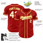 Custom Authentic Baseball Jersey Red White Gold - Stylish Sports Apparel Custom Red White-Gold Authentic Baseball Jersey