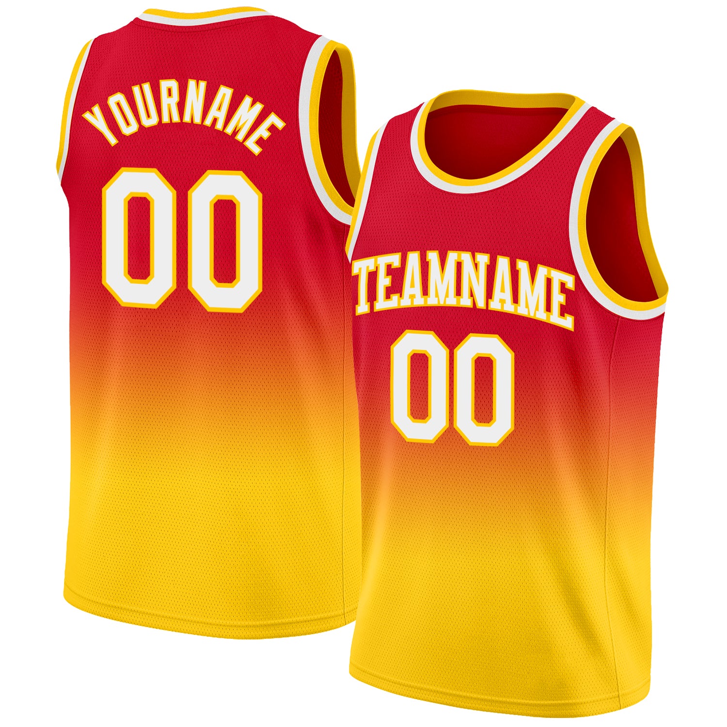 Custom Red White Gold Basketball Jersey - Authentic Fade Design Fashion Apparel Custom Red White-Gold Authentic Fade Fashion