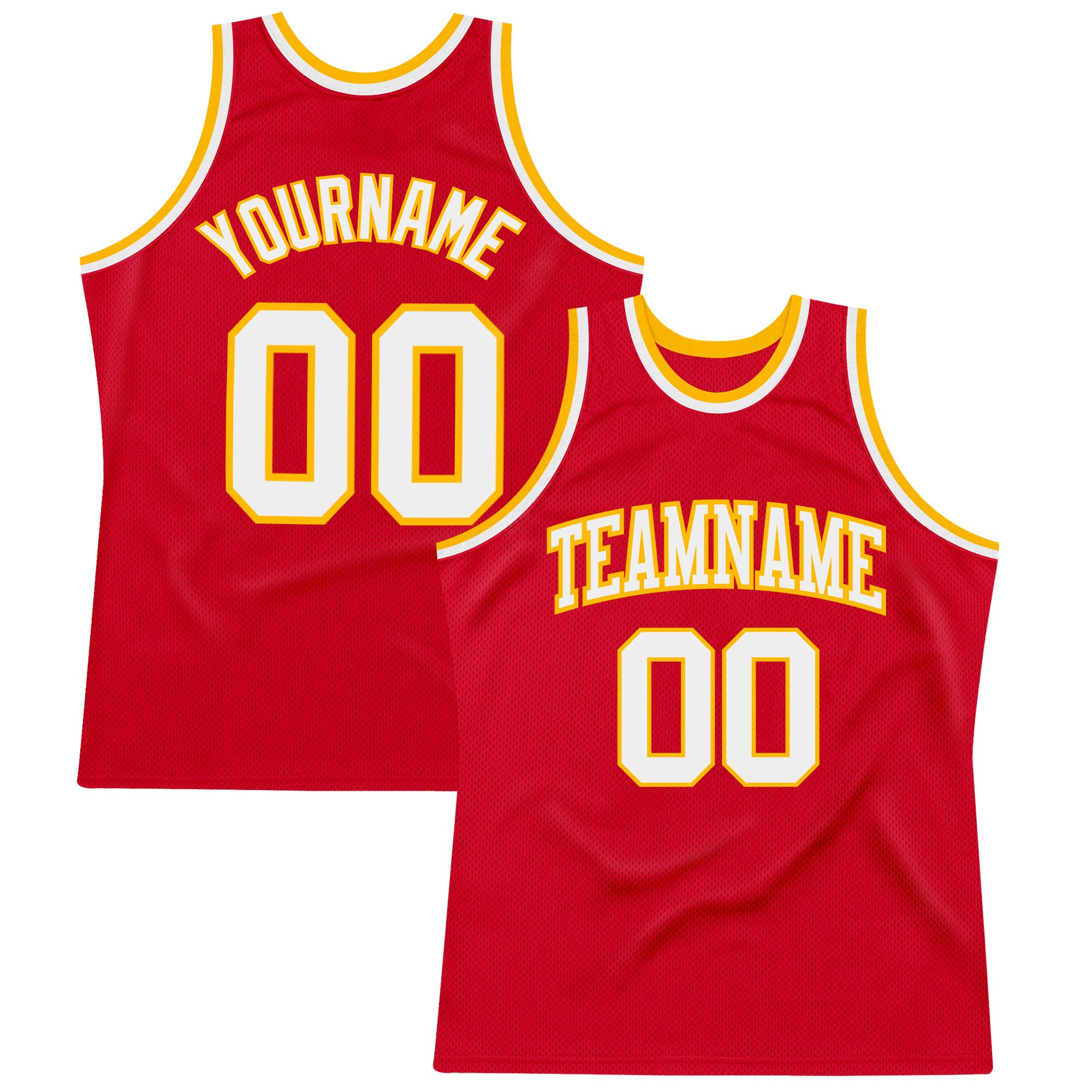 Custom Authentic Basketball Jersey Red White Gold Retro Design Custom Red White-Gold Authentic Throwback Basketball Jersey