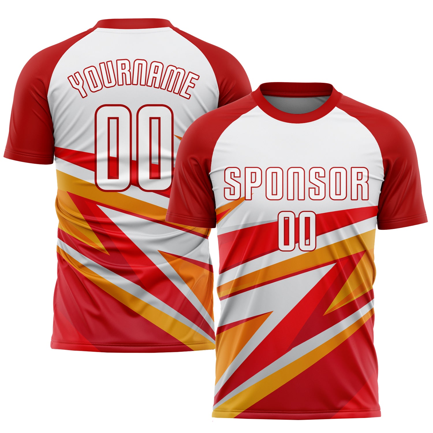 Custom Red and Gold Sublimation Soccer Jersey Uniform for Teams Custom Red White-Gold Sublimation Soccer Uniform Jersey