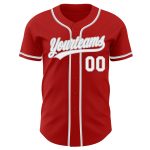 Custom Authentic Baseball Jersey Red White Gray Style 9654 for Men and Women Custom Red White-Gray Authentic Baseball Jersey