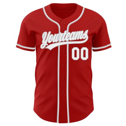Custom Authentic Baseball Jersey Red White Gray Style 9654 for Men and Women Custom Red White-Gray Authentic Baseball Jersey