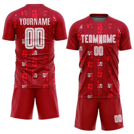 Custom Soccer Uniform Jersey - Red and White Home Design, Sublimation Fabric, Personalized Sports Apparel Custom Red White