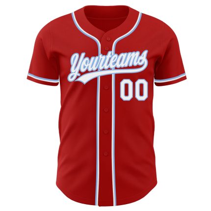 Custom Authentic Baseball Jersey in Red, White, and Light Blue Custom Red White-Light Blue Authentic Baseball Jersey