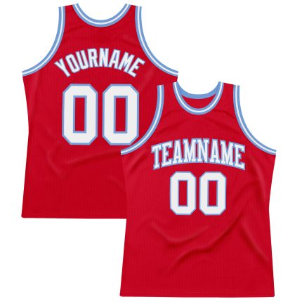 Custom Throwback Basketball Jersey Red White Light Blue Authentic Custom Red White-Light Blue Authentic Throwback Basketball