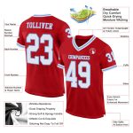 Authentic Red White Light Blue Custom Mesh Football Jersey - Throwback Style Custom Red White-Light Blue Mesh Authentic Throwback