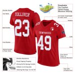 Red White Authentic Custom Football Jersey - Personalized Mesh Design Custom Red White Mesh Authentic Football Jersey