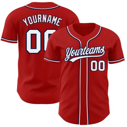 Custom Authentic Baseball Jersey Red White Navy Style 9534 Custom Red White-Navy Authentic Baseball Jersey Style 9534