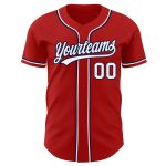 Custom Authentic Baseball Jersey Red White Navy Style 9534 Custom Red White-Navy Authentic Baseball Jersey Style 9534