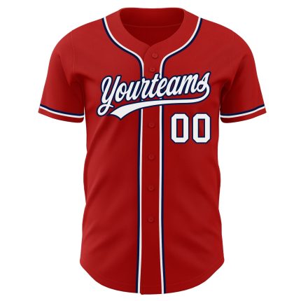 Custom Authentic Baseball Jersey Red White Navy Style 9534 Custom Red White-Navy Authentic Baseball Jersey Style 9534