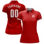 Custom Performance Golf Polo Shirt - Red and White Design for Men Custom Red White Performance Golf Polo Shirt