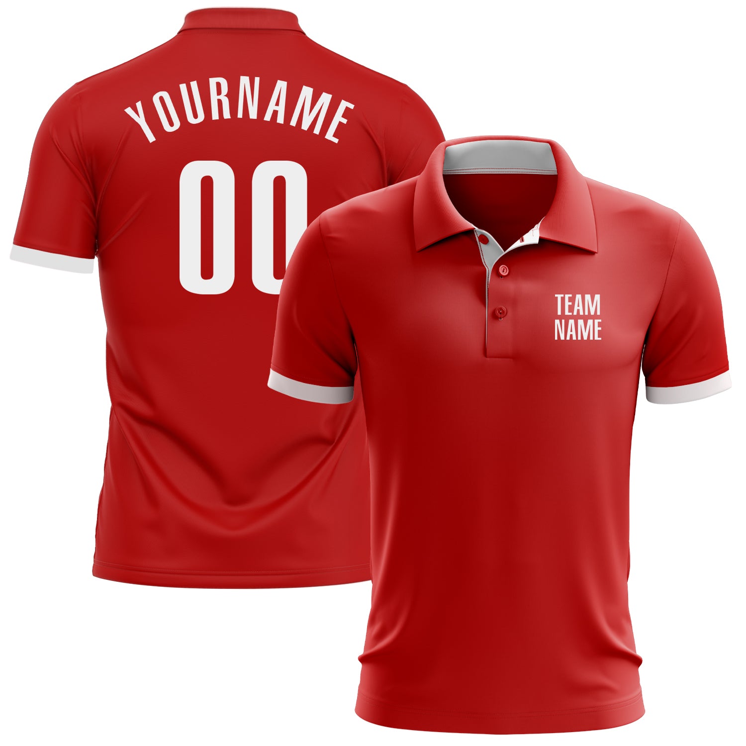 Custom Performance Golf Polo Shirt - Red and White Design for Men Custom Red White Performance Golf Polo Shirt