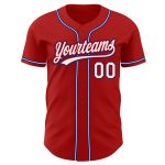 Custom Red White-Royal Baseball Jersey - Authentic Sports Apparel for Fans Custom Red White-Royal Authentic Baseball Jersey