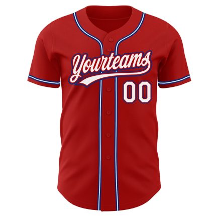 Custom Red White-Royal Baseball Jersey - Authentic Sports Apparel for Fans Custom Red White-Royal Authentic Baseball Jersey