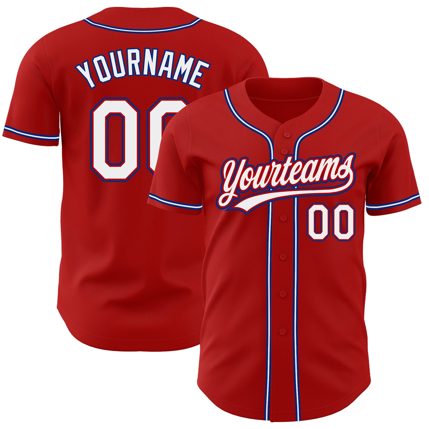 Custom Red White-Royal Baseball Jersey - Authentic Sports Apparel for Fans Custom Red White-Royal Authentic Baseball Jersey