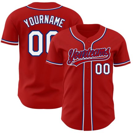 Custom Red White Royal Baseball Jersey - Authentic Style 4344 Custom Red White-Royal Authentic Baseball Jersey Style 4344