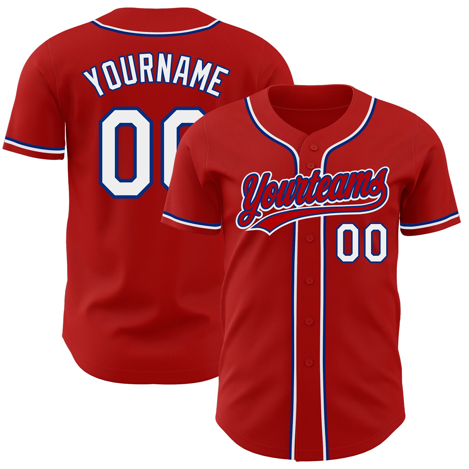 Custom Red White Royal Baseball Jersey - Authentic Style 4344 Custom Red White-Royal Authentic Baseball Jersey Style 4344