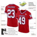 Custom Red White Royal Football Jersey Authentic Throwback Mesh Design Custom Red White-Royal Mesh Authentic Throwback Football